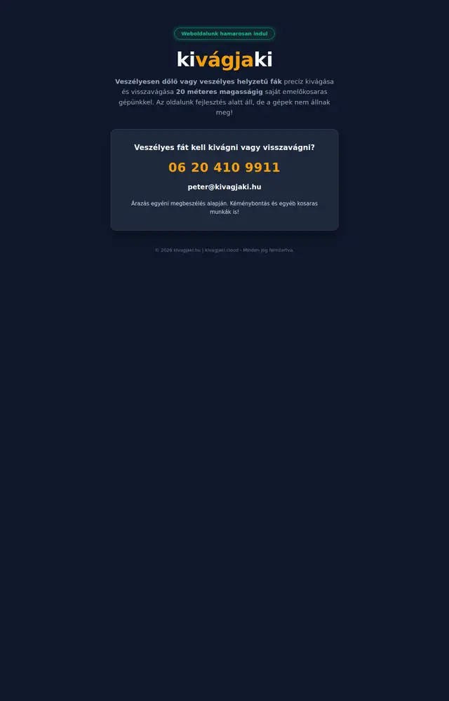 A(z) Kivágjaki weboldal nyitóoldala