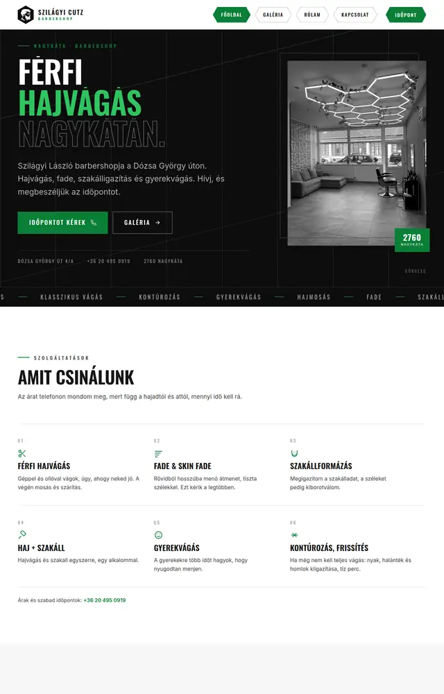 A(z) Szilágyi Cutz weboldal nyitóoldala